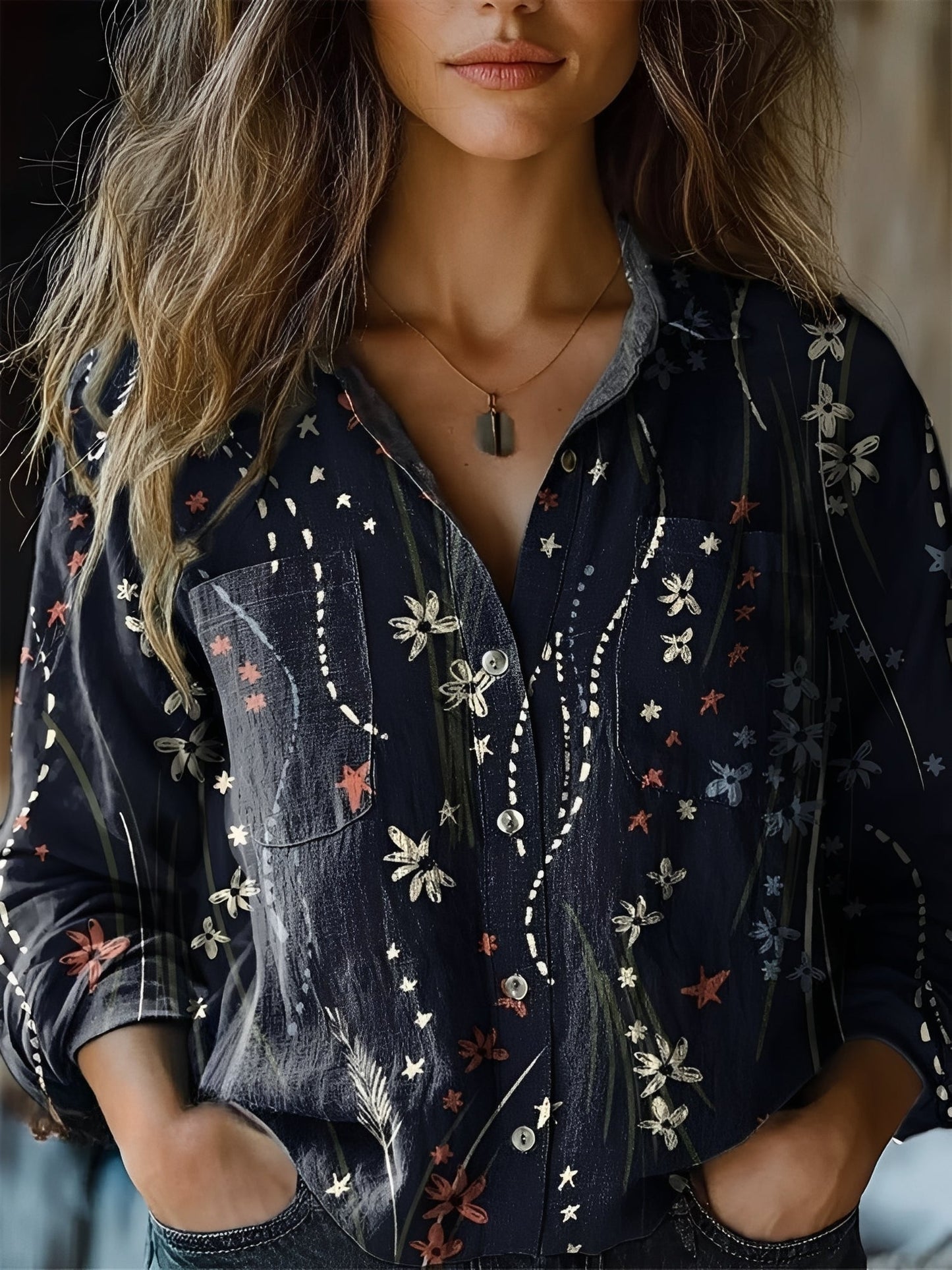 Jasmin - Colorful Long-Sleeve Blouse
