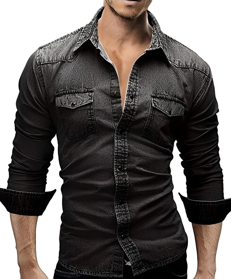 Arjun - Men's Denim Shirt - Loose Long-sleeve