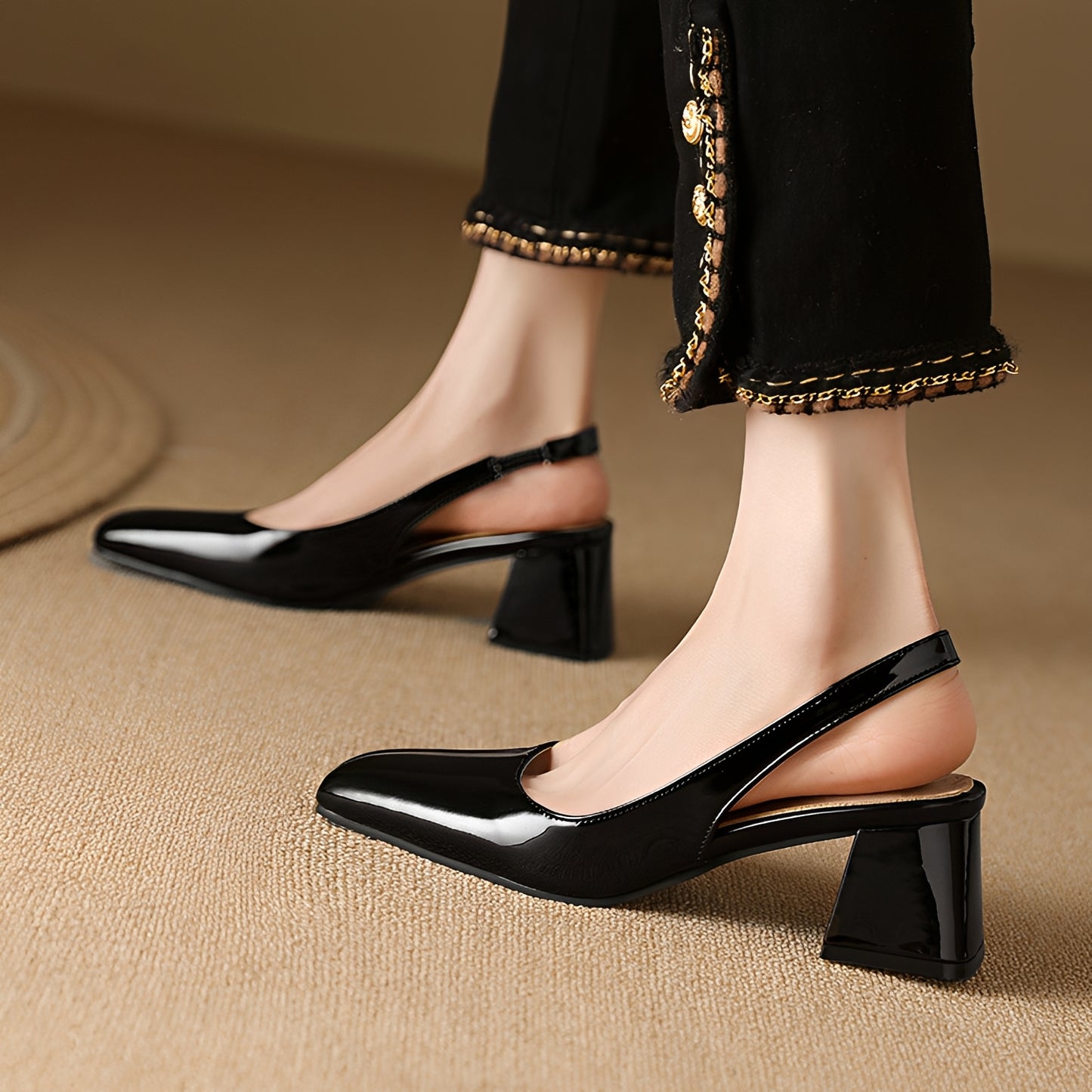 Kristen - Elegant Square Toe Heels