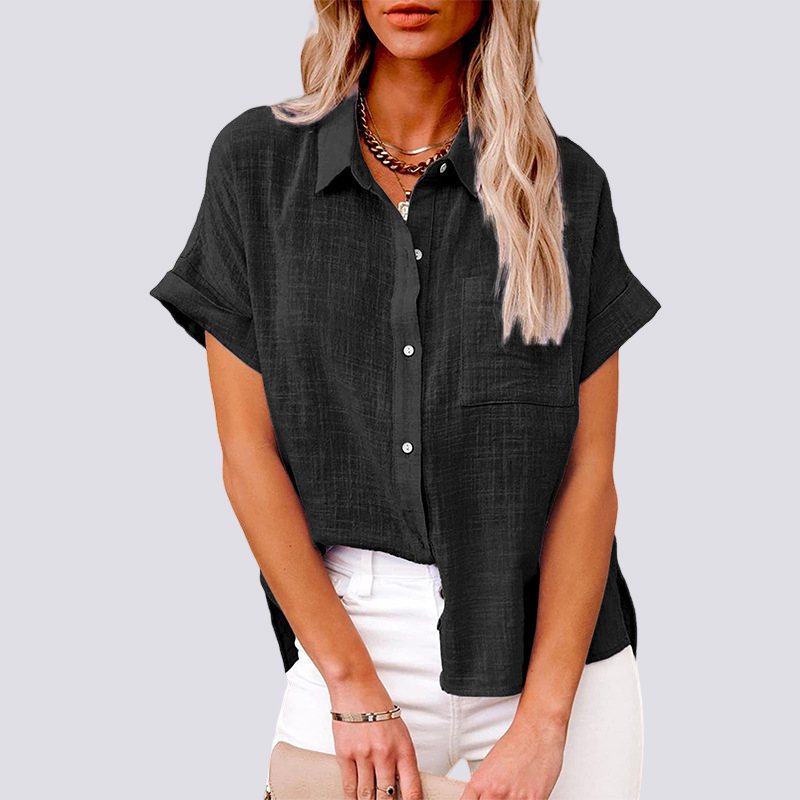 Nicole - Short Sleeve Blouse with Pockets
