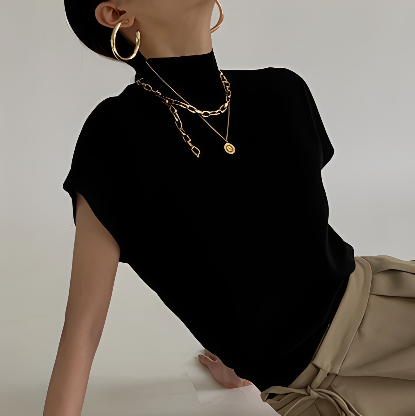 Rhea - Fashionable Half Turtleneck Top