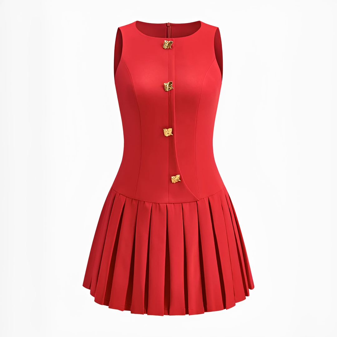 Valery - Sophisticated Pleated Short Dress