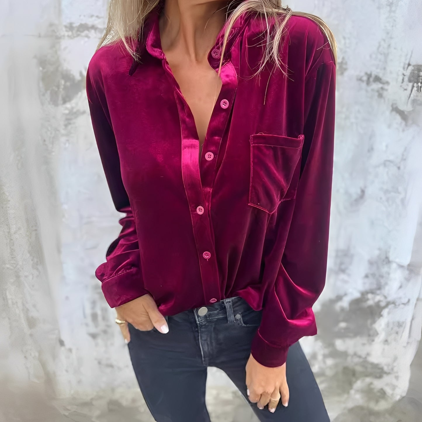 Jessie - Long-sleeved Button-Up Blouse