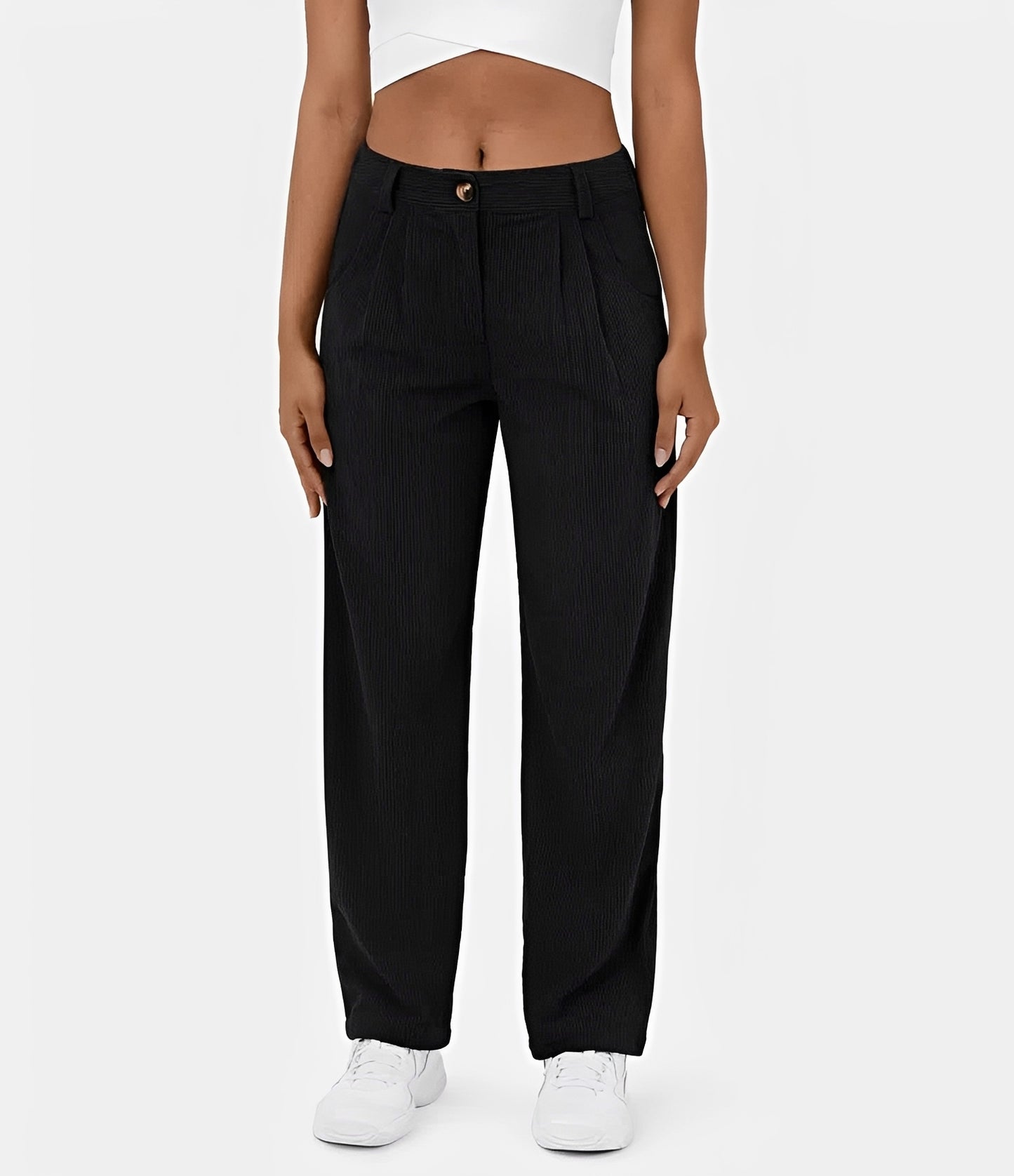 Liana - Casual High Waist Corduroy Trousers