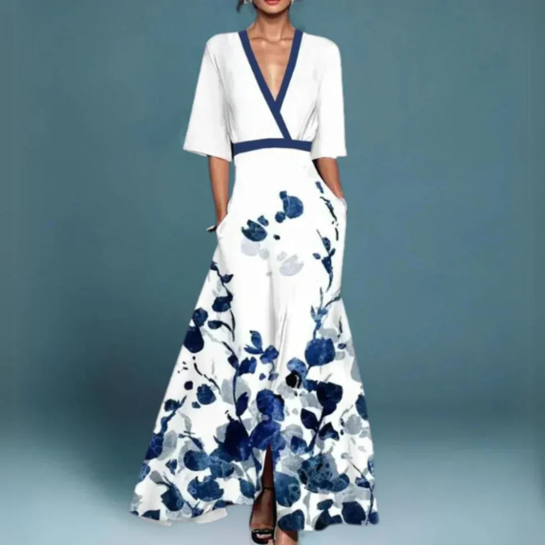 Jill- Elegant Women's Maxi Dress with Floral Pattern