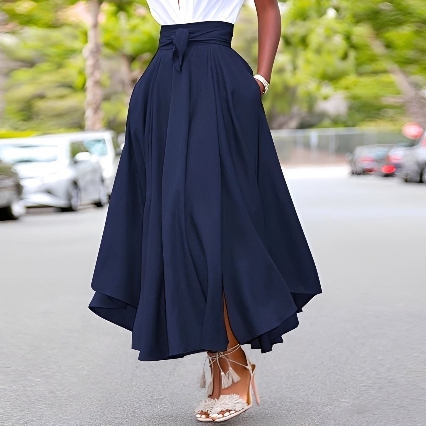 Sharmaine - Stylish Pleated Long Skirt