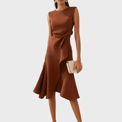 Sheila- Elegant Women's Midi Dress with Ruffle Details