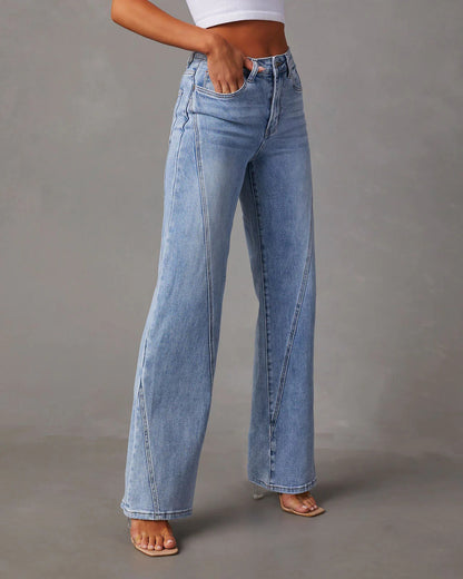 Rhian - Stylish Wide Leg Denim Pants