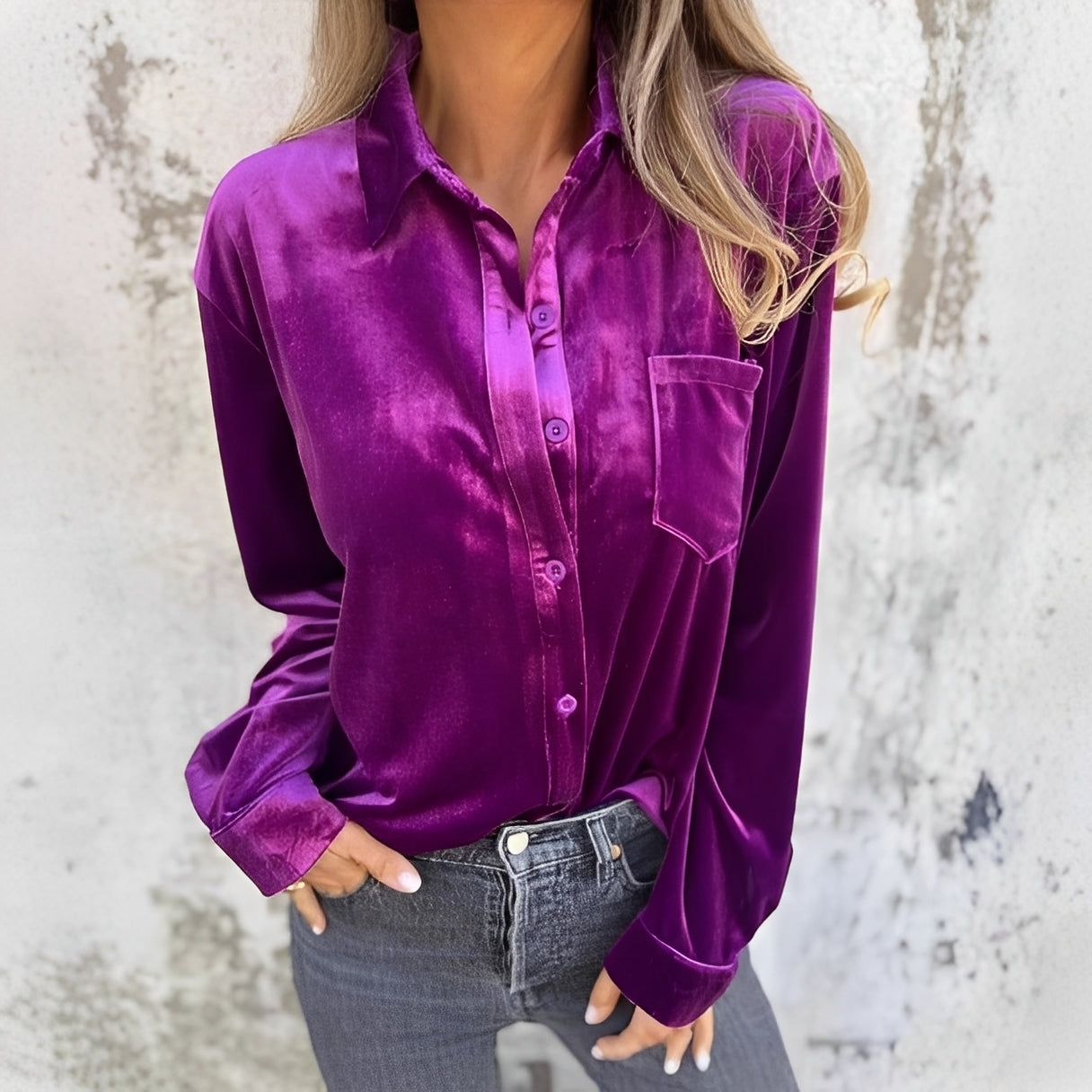 Jessie - Long-sleeved Button-Up Blouse