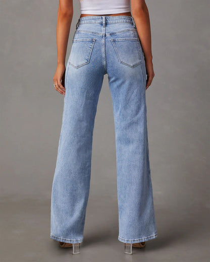 Rhian - Stylish Wide Leg Denim Pants