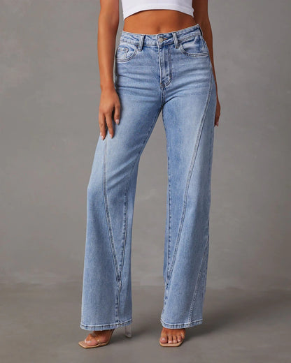 Rhian - Stylish Wide Leg Denim Pants