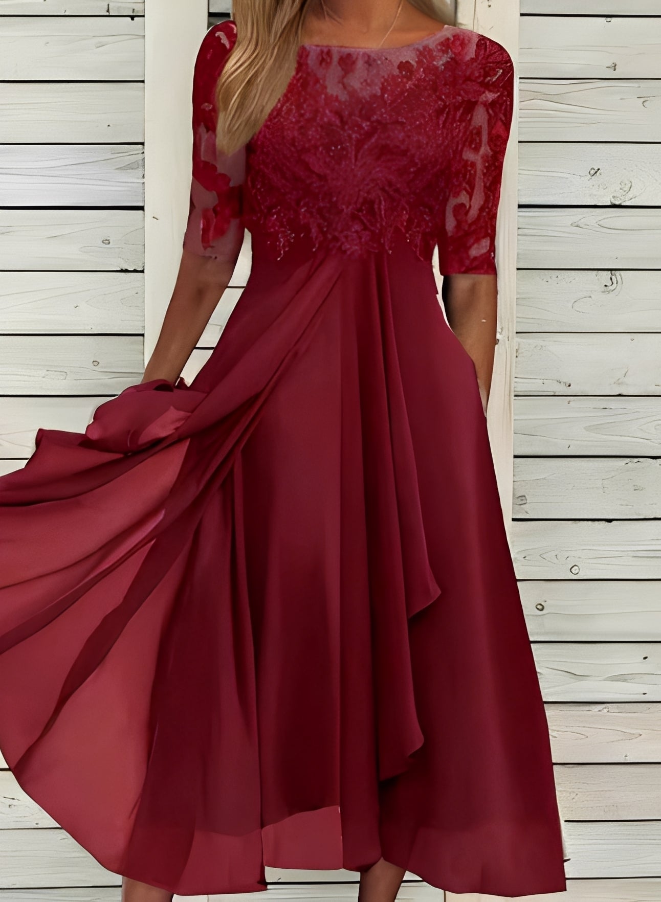 Lena – Women's Midi Dress – Comfortable and Fashionable