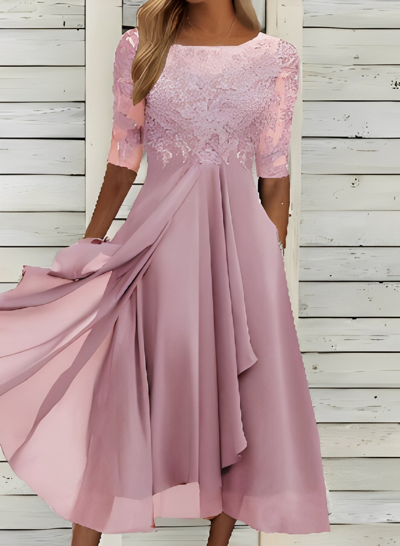 Lena – Women's Midi Dress – Comfortable and Fashionable