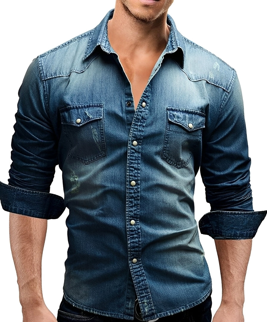 Arjun - Men's Denim Shirt - Loose Long-sleeve
