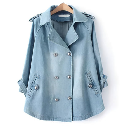 Faye - Stylish Denim Cape Coat
