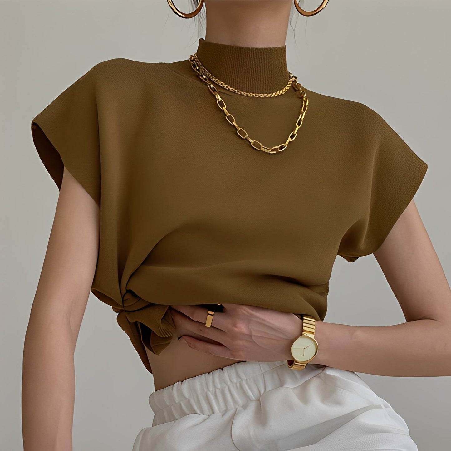 Rhea - Fashionable Half Turtleneck Top