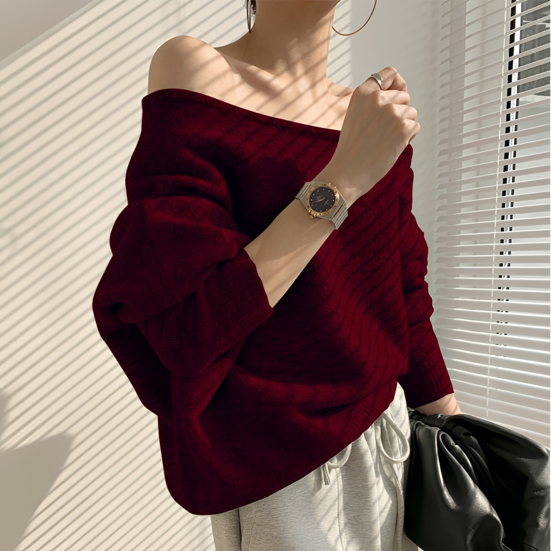 Melchora - Off-Shoulder Asymmetrical Top