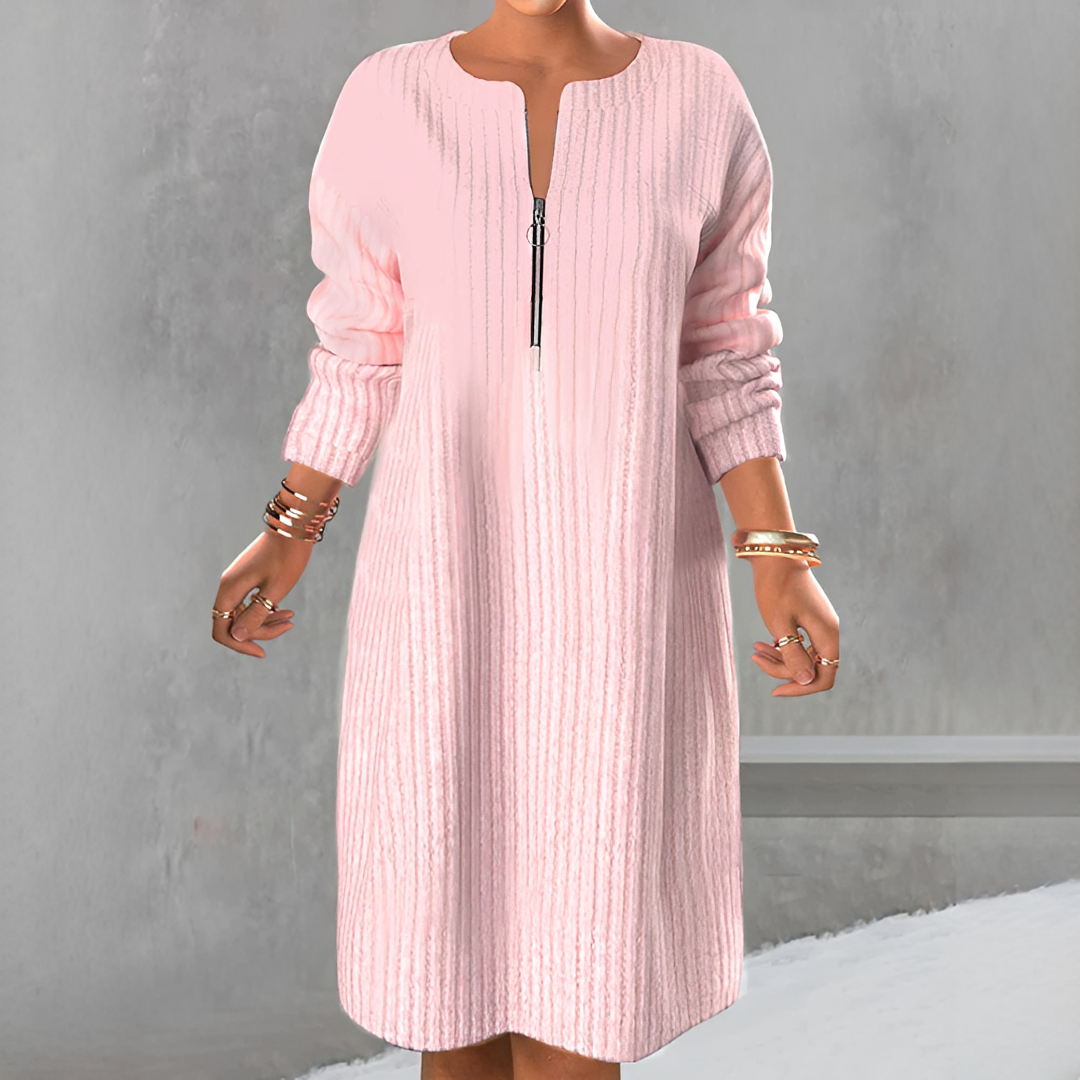 Marion - Trendy Long Sleeve Zip Dress