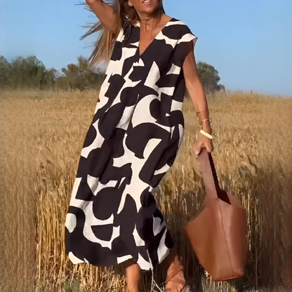 Vicky - Stylish V-neck Loose Fit Dress