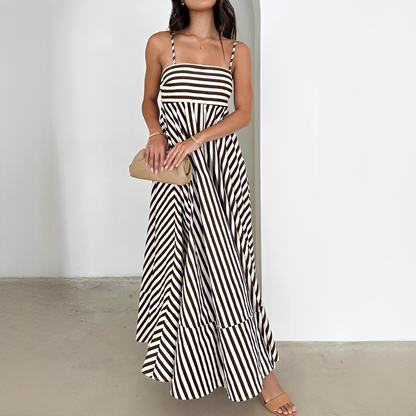 Lerra - Striped Pleated Long Dress