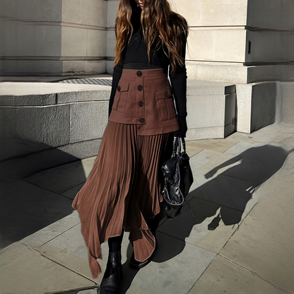 Yoselin - Asymmetrical Skirt with Pleats