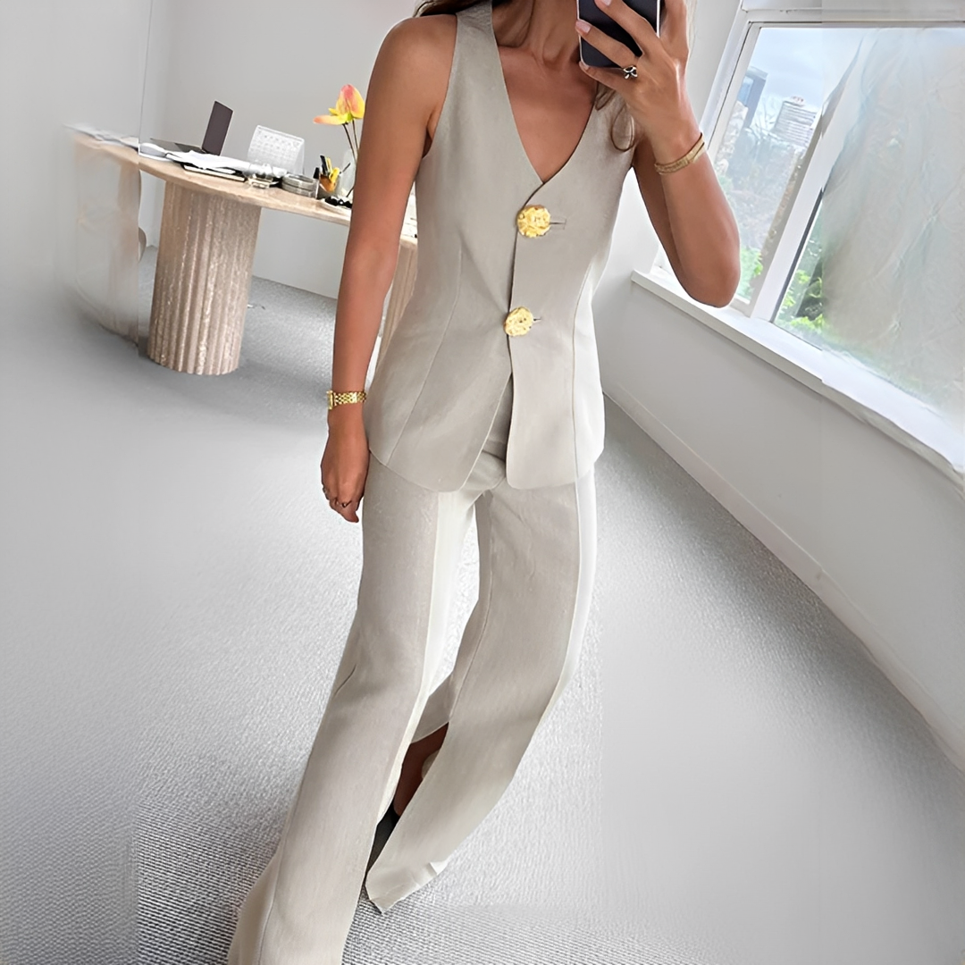Verna - Relaxed sleeveless top and pants ensemble