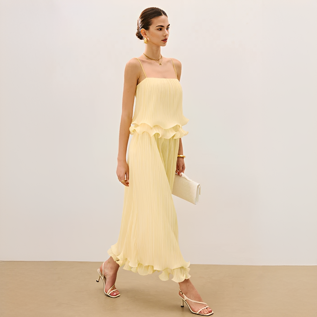 Daphne - Stylish Pleated Skirt Ensemble