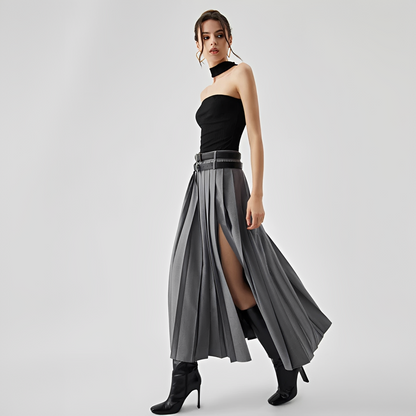 Odette - Pleated split maxi skirt