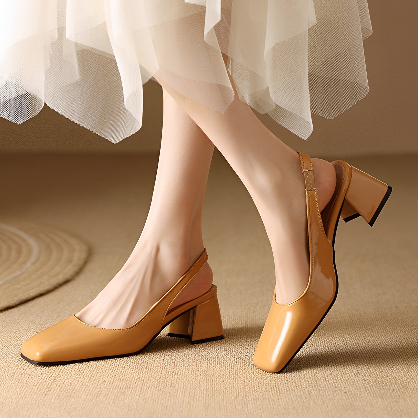 Kristen - Elegant Square Toe Heels