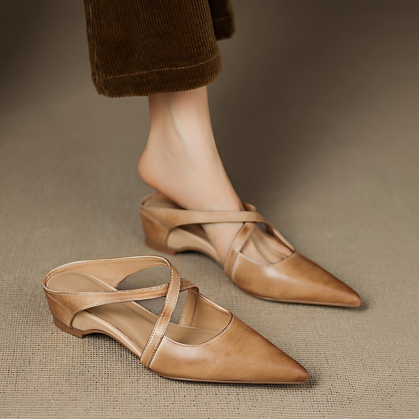 Riley - Stylish Washed Flat Mules