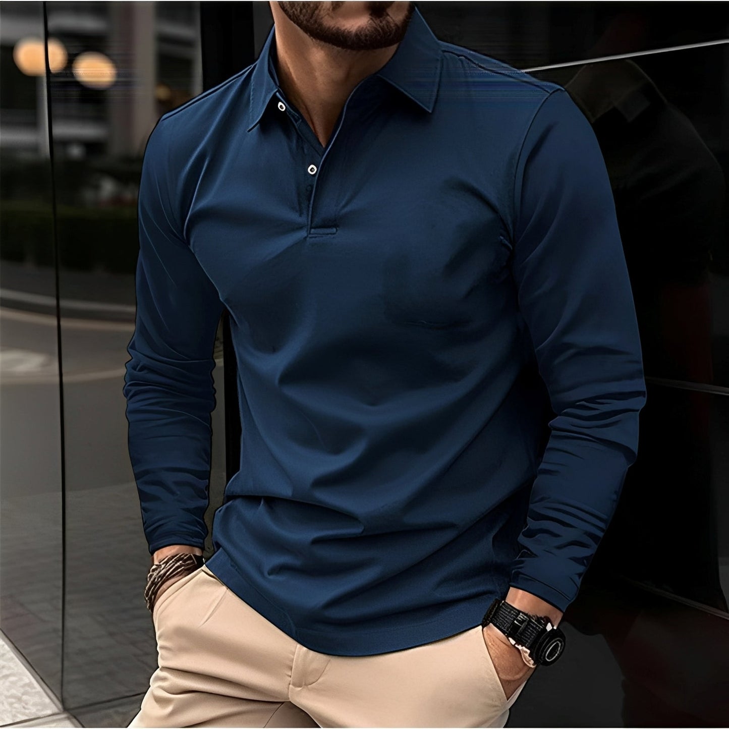 Conner – Men's long-sleeve polo shirt – Casual and comfy