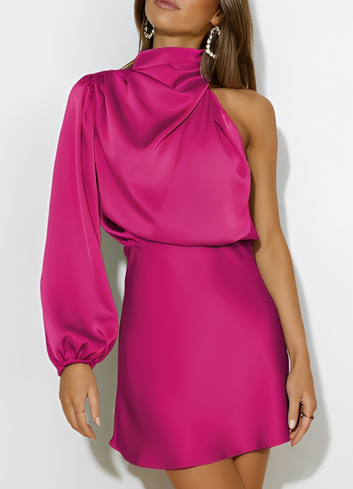 Sammy - Stylish One-Shoulder Long-Sleeve Dress