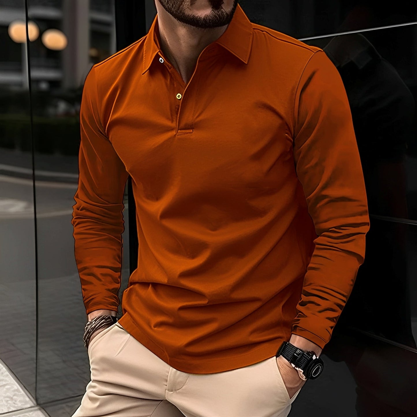 Conner – Men's long-sleeve polo shirt – Casual and comfy
