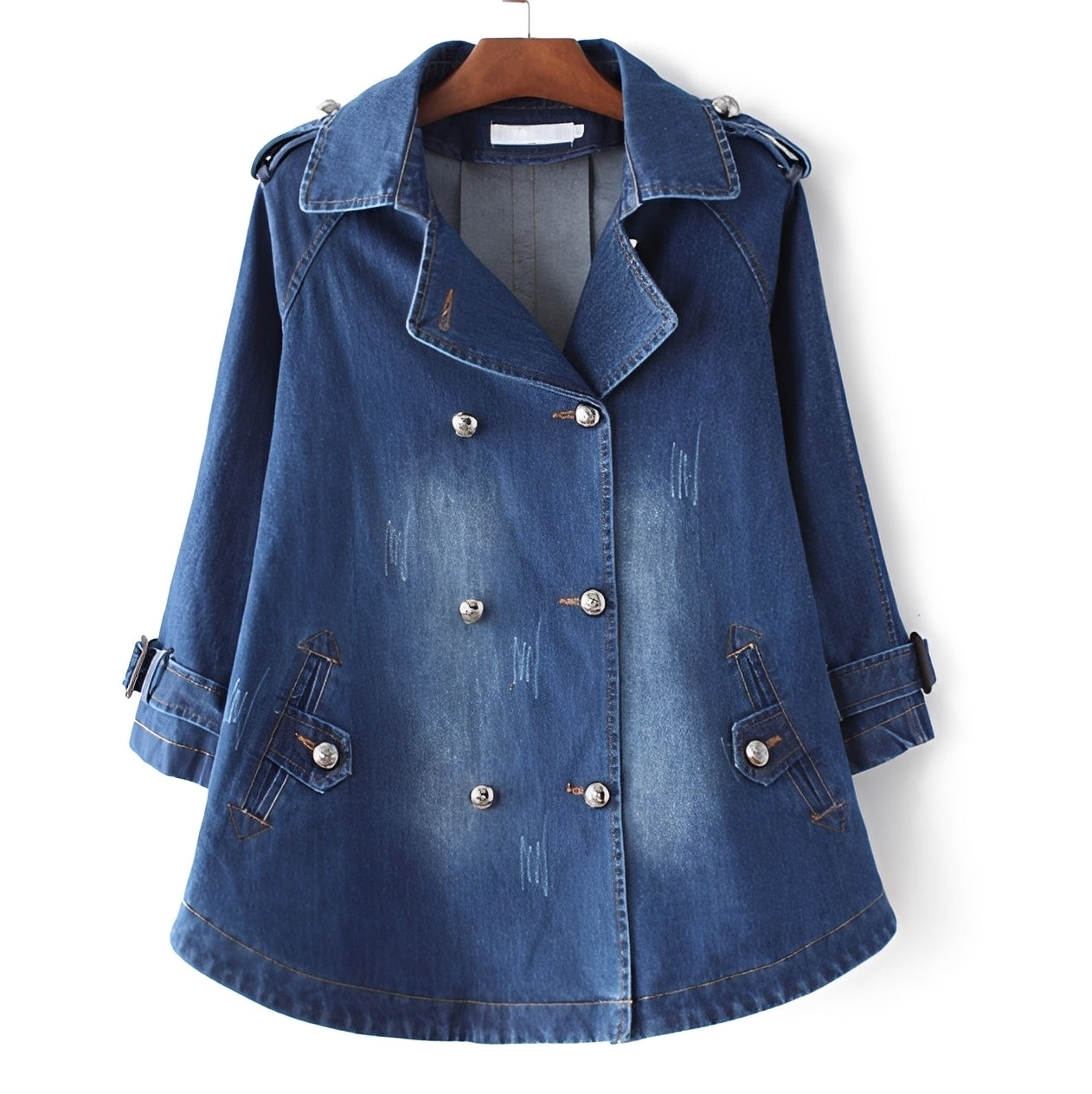 Faye - Stylish Denim Cape Coat