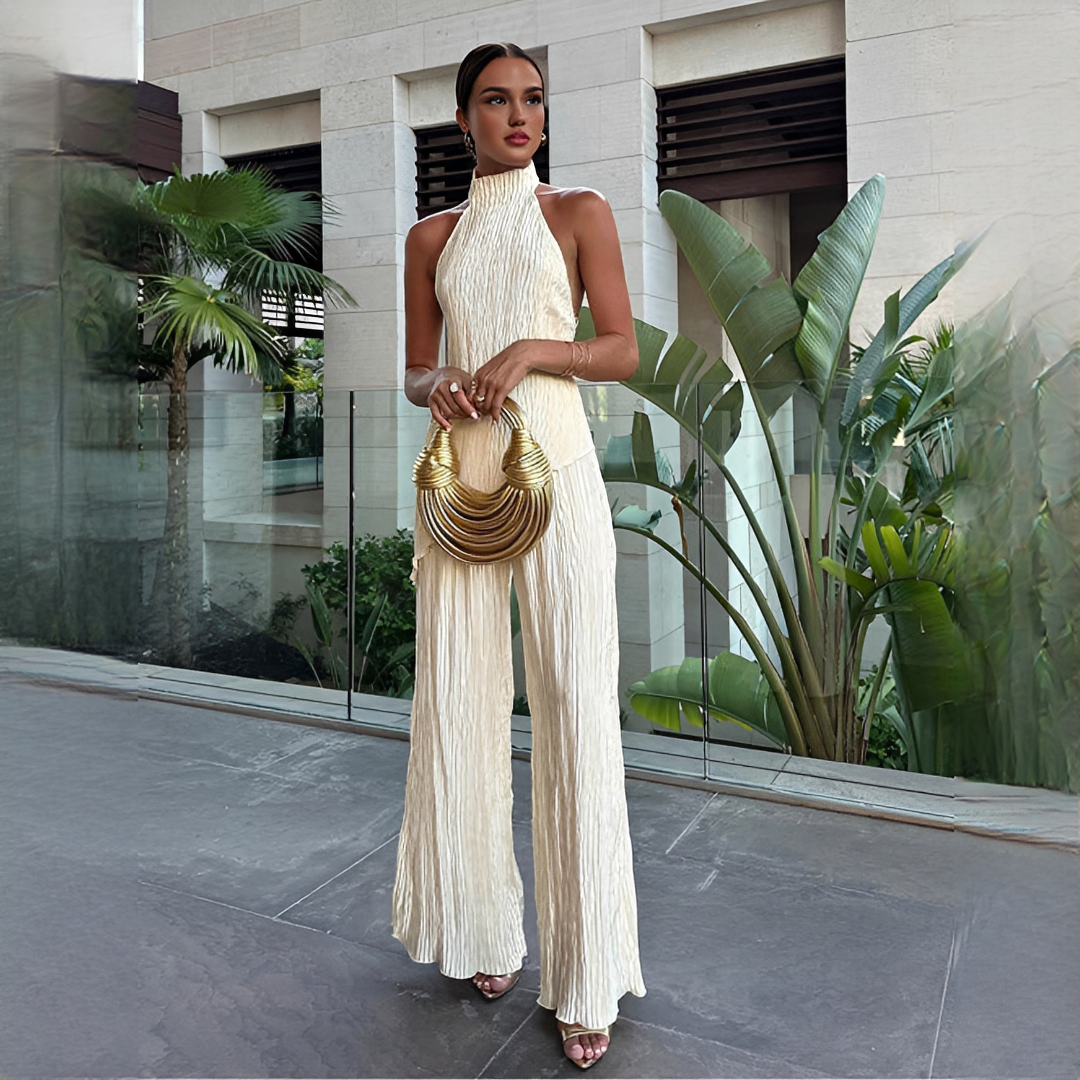 Elvissa - Stylish top and wide-leg pants set
