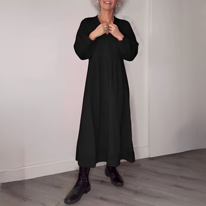 Minda - Chic V-Neck Long Sleeve Dress