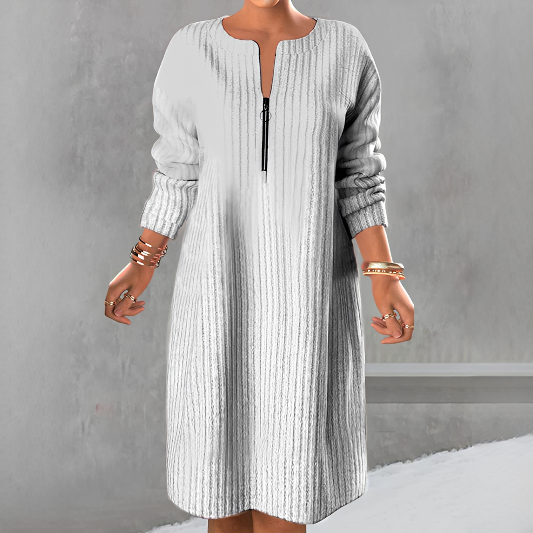 Marion - Trendy Long Sleeve Zip Dress