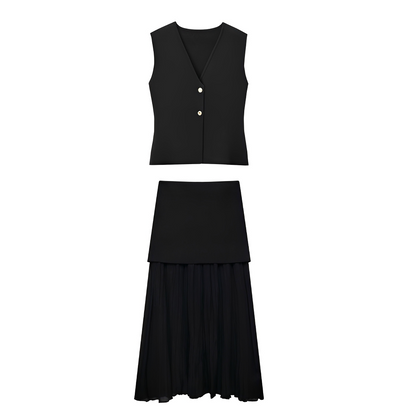 Airen - Casual Vest and Skirt Set