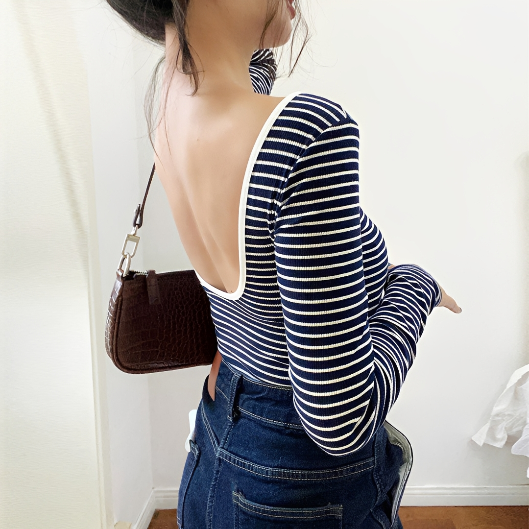 Michaila - Long Sleeve Striped Bodysuit