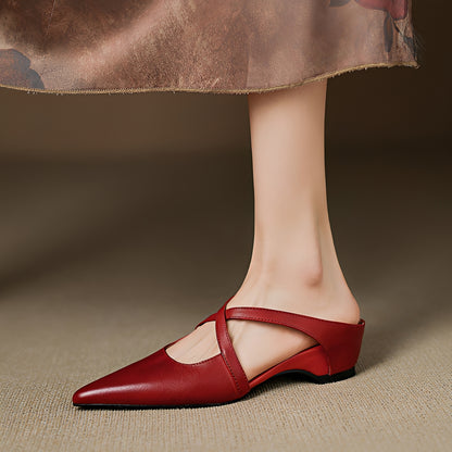 Riley - Stylish Washed Flat Mules