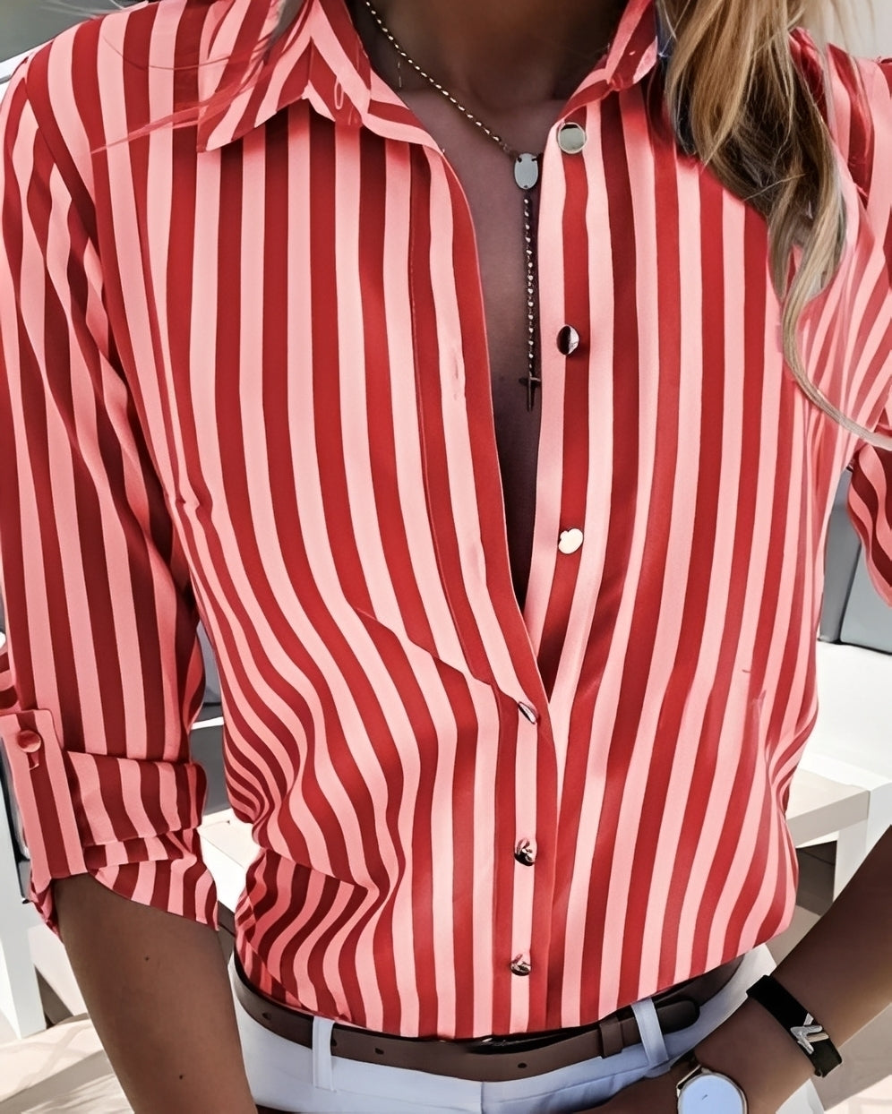 Rosie - Retro Striped Blouse