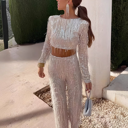 Meghan - Fashionable Tassel Sequin Outfit