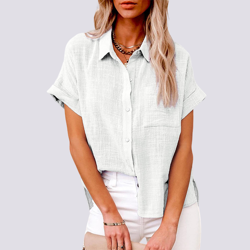 Nicole - Short Sleeve Blouse with Pockets