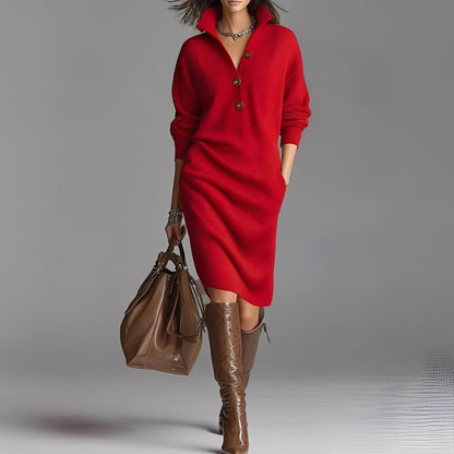 Camryn - Chic Buttoned Collar Dress for Women
