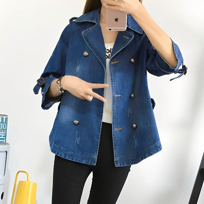 Faye - Stylish Denim Cape Coat