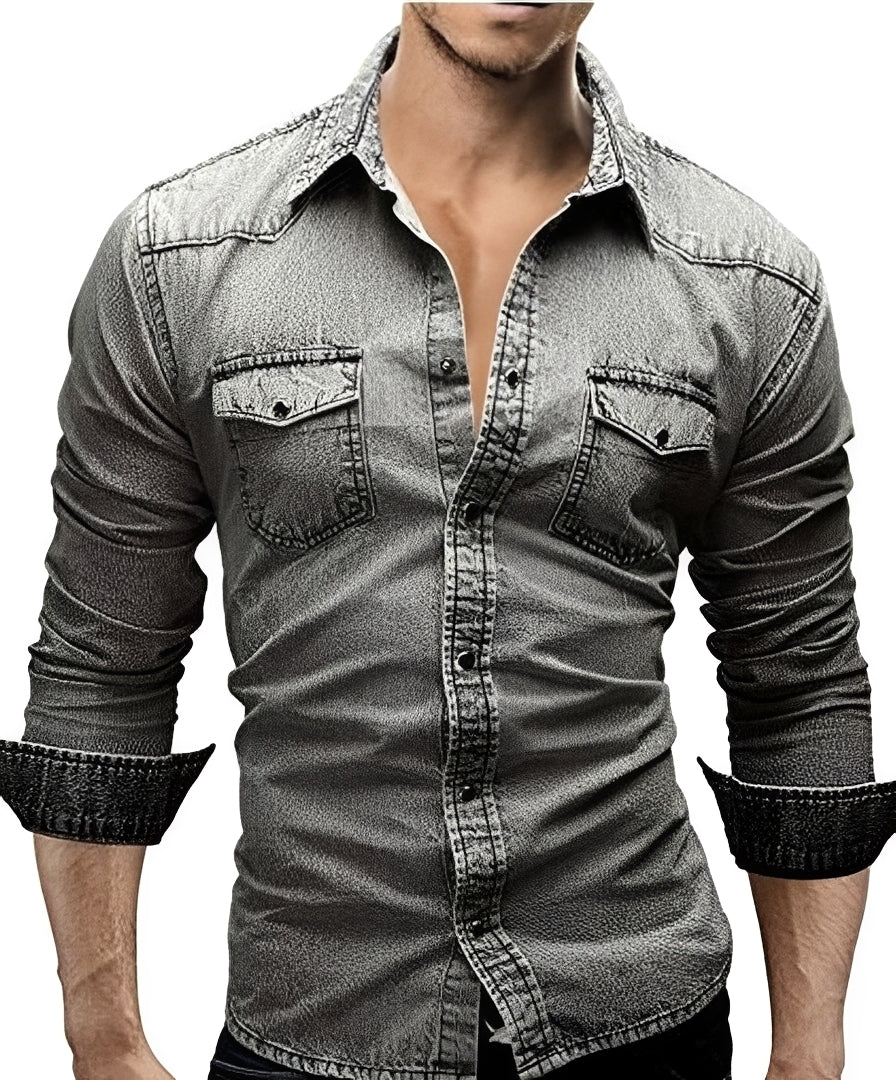 Arjun - Men's Denim Shirt - Loose Long-sleeve