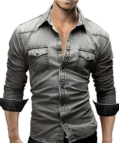 Arjun - Men's Denim Shirt - Loose Long-sleeve