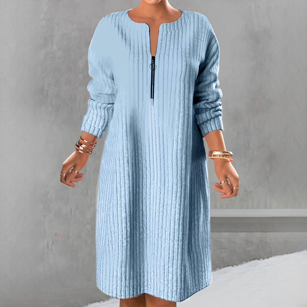 Marion - Trendy Long Sleeve Zip Dress