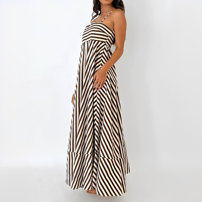 Lerra - Striped Pleated Long Dress