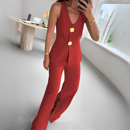 Verna - Relaxed sleeveless top and pants ensemble
